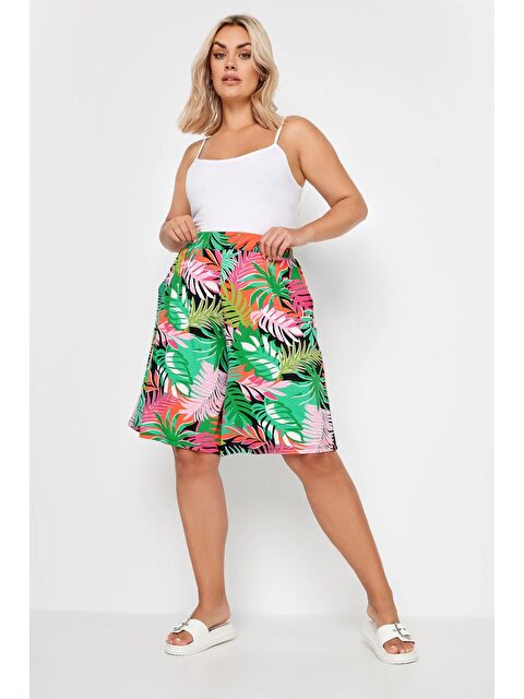 Stil Diva Büyük Beden Beli Lastikli Desenli Bol Kesim Elastanlı Şort 145100 - S000196878-96