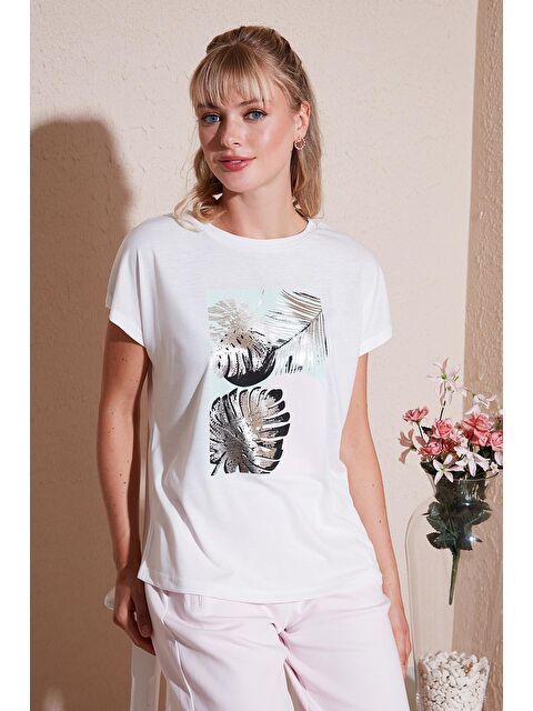 Lela Baskılı Bisiklet Yaka Regular Fit T Shirt 6671004 - S000209726-19965