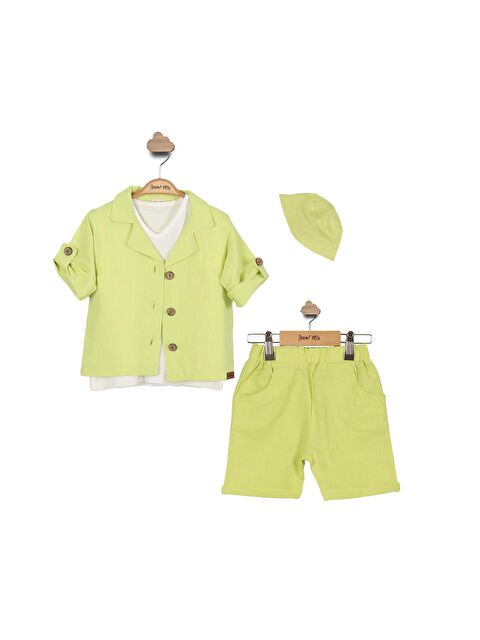 Yami Mia Şapkalı Keten Çocuk 4'lü Takım - S000144958-19972