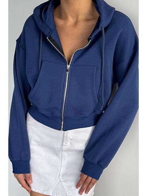 Gülseli Kadın Ön Fermuarlı Kapüşonlu Çift Cepli Sweatshirt - S000469742-21164