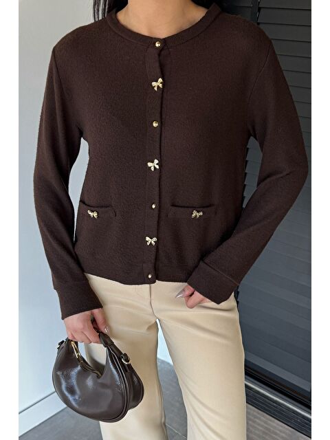 Gülseli Kadın Fiyonk Düğmeli Triko Hırka - S000469724-19413