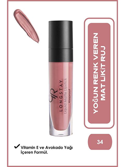 GOLDEN ROSE Longstay Liquid Matte Lipstick No: 34 - Likit Mat Ruj - 8691190856342 - S000371776-18657