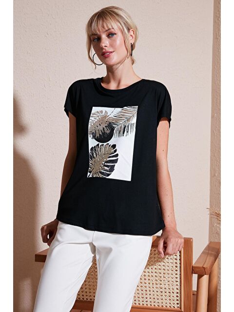 Lela Baskılı Bisiklet Yaka Regular Fit T Shirt 6671004 - S000209726-19351