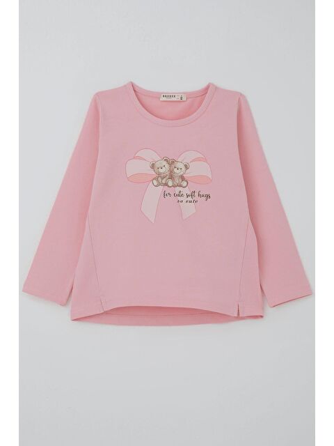 Breeze Kız Çocuk Uzun Kollu Tişört Arkadaş Temalı Minnoş Ayıcıklar Pembe (3-8 Yaş) - S000526869-20024