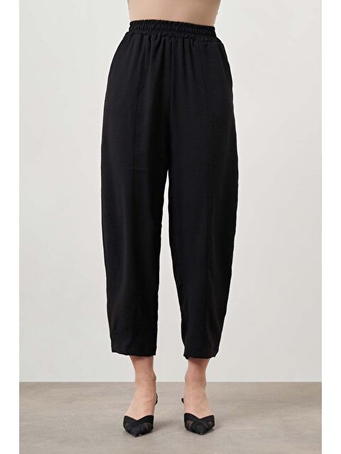 Mizalle Beli Lastikli Şalvar Siyah Pantolon - S000162067-19351