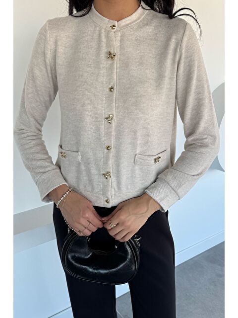 Gülseli Kadın Fiyonk Düğmeli Triko Hırka - S000469724-25636