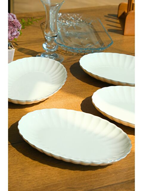 Kütahya Porselen Bone Luz Platin File Kayık Tabak 24x17cm BNLZF24KY220 4 lü - S000397415-19965