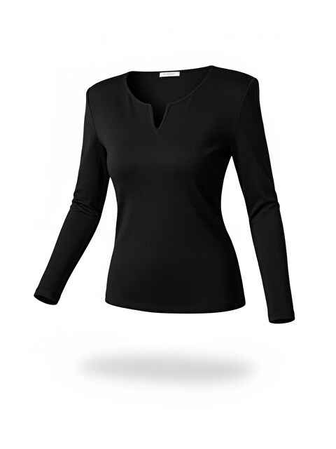 Gülseli Ön Detaylı V Yaka Basıc Bluz - S000469751-19351