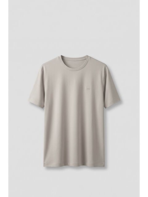 Abluka Online Erkek Slim Fit Bisiklet Yaka Basic T-Shirt Taş Rengi