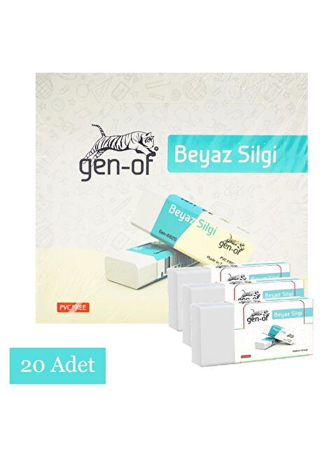 Gen-Of No:20 Büyük Boy Pvc Free Beyaz Silgi 20 Adet - S000212296-20063