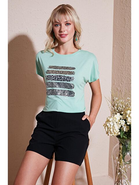 Lela Baskılı Bisiklet Yaka Regular Fit T Shirt 6671003 - S000209727-17259