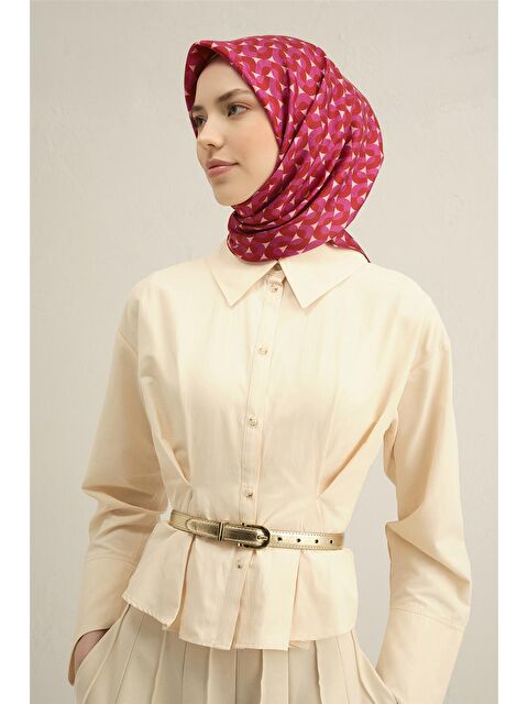 ARMİNE Klasik Desenli Saf İpek Sura Eşarp 9321 82 - S000500534-20031