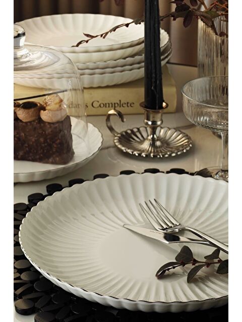 Kütahya Porselen Bone Luz Form Yemek Takımı Platin 48 Parça 12 Kişilik - S000355129-37243