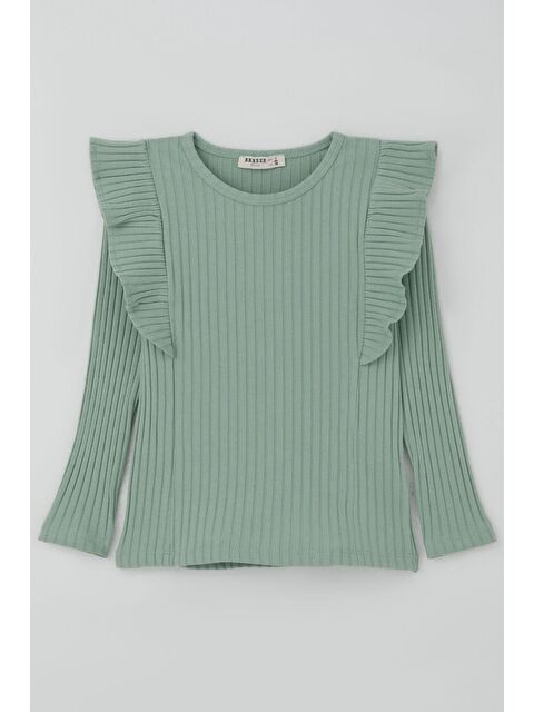 Breeze Kız Çocuk Uzun Kollu Tişört Fırfırlı Su Yeşili (2-6 Yaş) - S000377907-20054