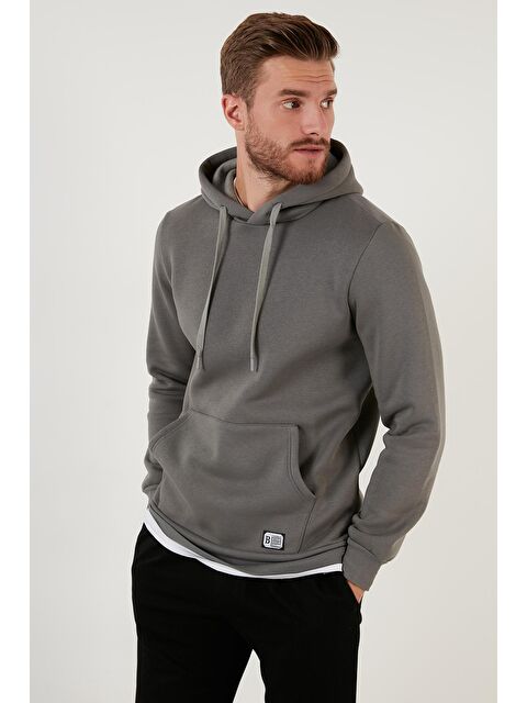 Buratti Slim Fit Kapüşonlu Kanguru Cepli İçi Tüylü Yumuşak Şardonlu Erkek Hoodie 5905281 - S000000611-17354
