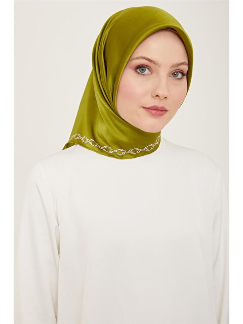 ARMİNE Klasik Desenli Twill İpek Eşarp 24Ya9154 53 84 - S000498260-18194