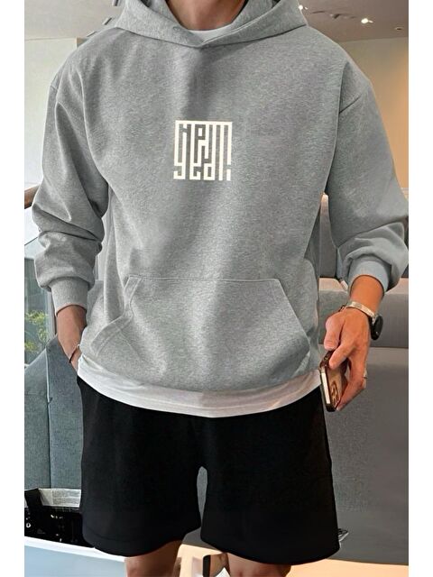 Oksit Ön Baskılı Pamuklu  Erkek Hoodie - S000124631-20600