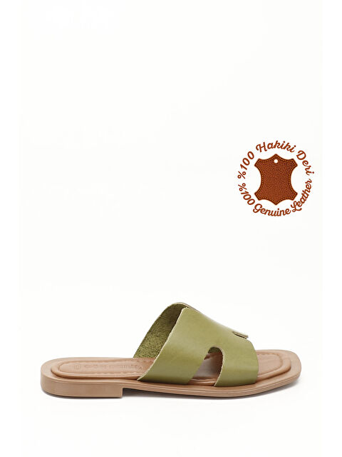 GÖNDERİ(R) Kadın YEŞİL Hakiki Deri Terlik