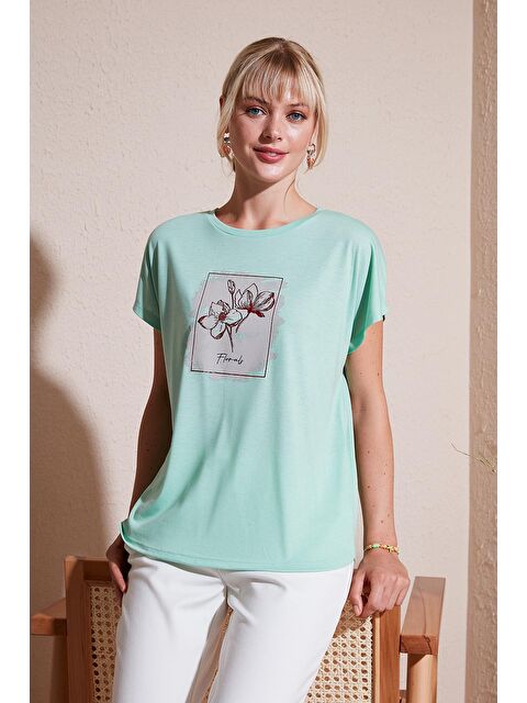 Lela Baskılı Bisiklet Yaka Regular Fit T Shirt 6671002 - S000209728-17259