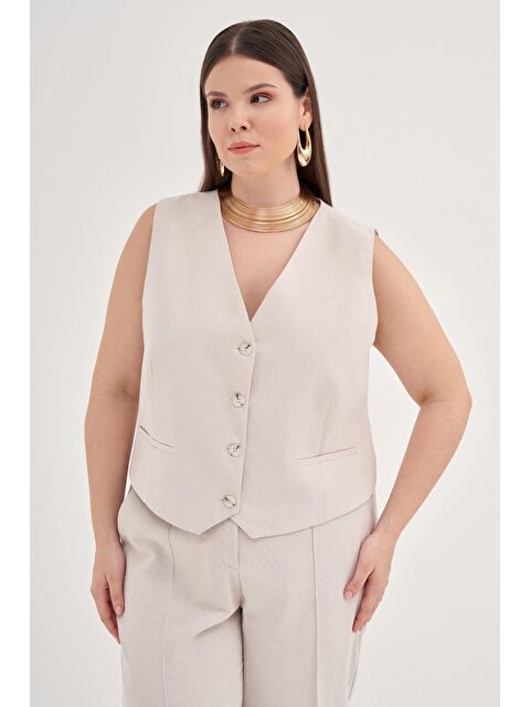 Mylinemoda Keten Astarlı Klasik Yelek - S000242406-25636