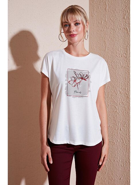 Lela Baskılı Bisiklet Yaka Regular Fit T Shirt 6671002 - S000209728-19965