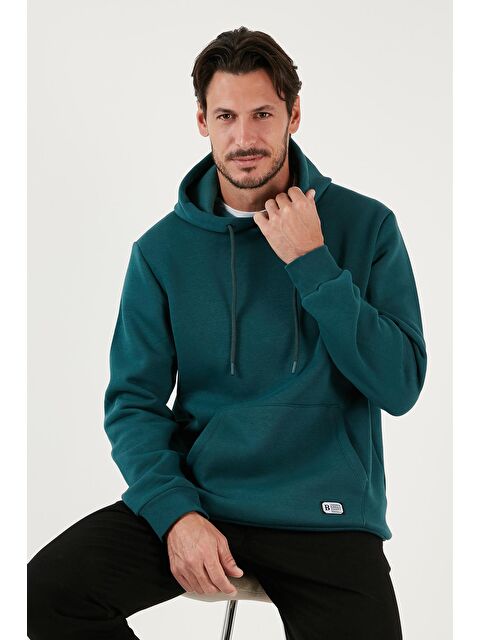 Buratti Slim Fit Kapüşonlu Kanguru Cepli İçi Tüylü Yumuşak Şardonlu Erkek Hoodie 5905281 - S000000611-20019