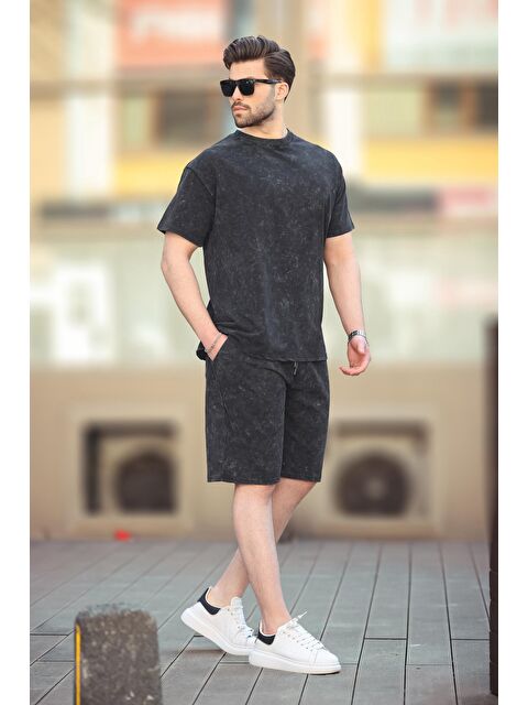 Madmext Siyah Basic Erkek Şort T-Shirt Takımı E7309 - S000361446-19351
