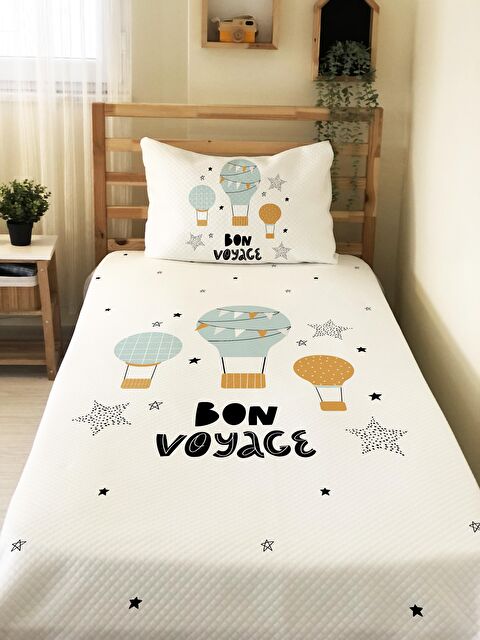 Evmila Uçan Balon Desen Tek Kişilik Çocuk Pike Takımı 160x220 cm - S000014587-23173