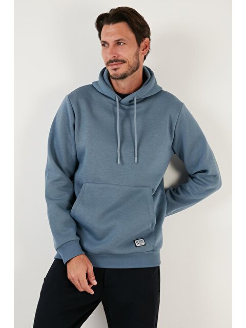 Buratti Slim Fit Kapüşonlu Kanguru Cepli İçi Tüylü Yumuşak Şardonlu Erkek Hoodie 5905281 - S000000611-17234