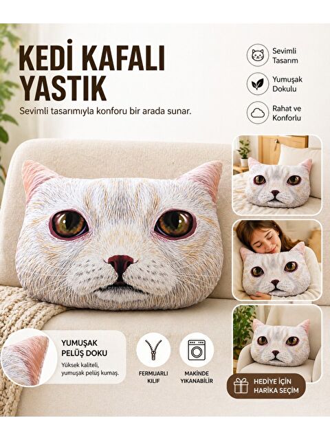 Mulberry Sevimli Tasarımlı Pelüş Yastık 65x55 cm – Yumuşak Dokulu Dekoratif & Uyku Yastığı