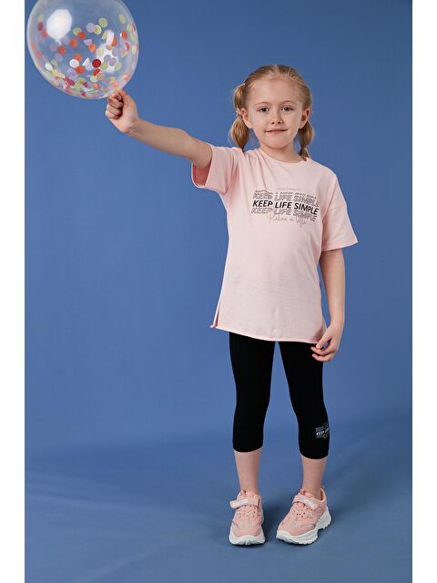 Lela Pamuklu Bisiklet Yaka Kısa Kollu Taytlı Alt-Üst Kız Çocuk Takım 6212007 - S000176288-24085