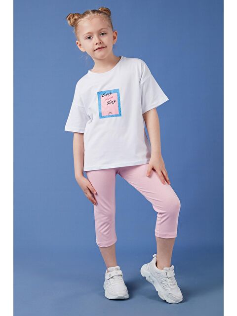 Lela Pamuklu Bisiklet Yaka Kısa Kollu Taytlı Alt-Üst Kız Çocuk Takım 6212005 - S000176290-20063