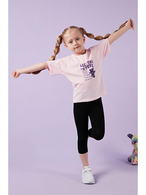 Lela Pamuklu Bisiklet Yaka Kısa Kollu Taytlı Alt-Üst Kız Çocuk Takım 6212003 - S000176292-20024