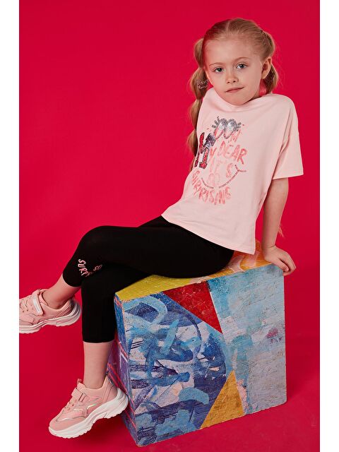 Lela Pamuklu Bisiklet Yaka Kısa Kollu Taytlı Alt-Üst Kız Çocuk Takım 6212002 - S000176293-24085