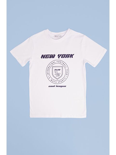 Fullamoda %100 Pamuk New York Yazı Baskılı Erkek Çocuk Tişört
