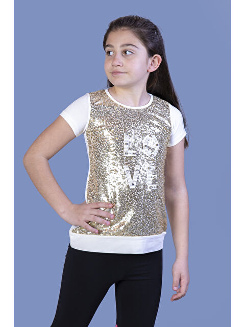 Toontoykids Kız Çocuk Önü Komple Pullu Tişört - S000255929-19965