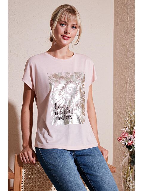 Lela Baskılı Bisiklet Yaka Regular Fit T Shirt 6671001 - S000209729-23490