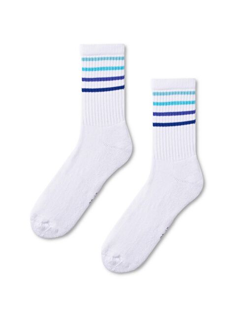 Katia And Bony Renkli Çizgili Havlu Taban Çorap Beyaz/Mavi - S000144446-37234