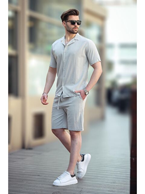 Madmext Mint Yeşili Erkek Gömlek Şort Takımı 5956