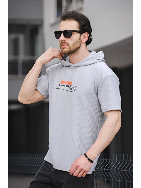 Oksit Kapüşonlu Kısa Kollu Baskılı  Erkek Tişört - S000181279-20600