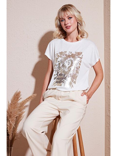 Lela Baskılı Bisiklet Yaka Regular Fit T Shirt 6671001 - S000209729-19965