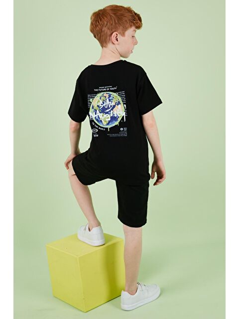 Lela Pamuklu Baskılı Bisiklet Yaka Kısa Kollu Şortlu Takım 6212010 - S000165281-19351