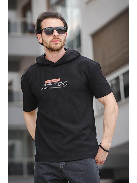 Oksit Kapüşonlu Kısa Kollu Baskılı  Erkek Tişört - S000181279-19351