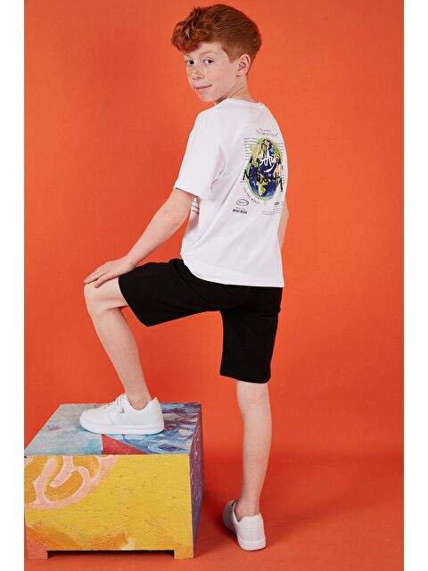 Lela Pamuklu Baskılı Bisiklet Yaka Kısa Kollu Şortlu Takım 6212010 - S000165281-20063