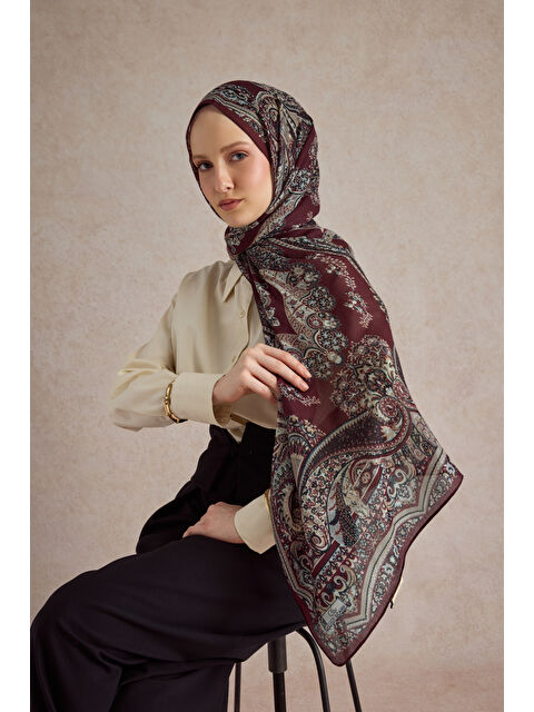 QEF Pamuk Şal Flow Bordo - S000507427-19951