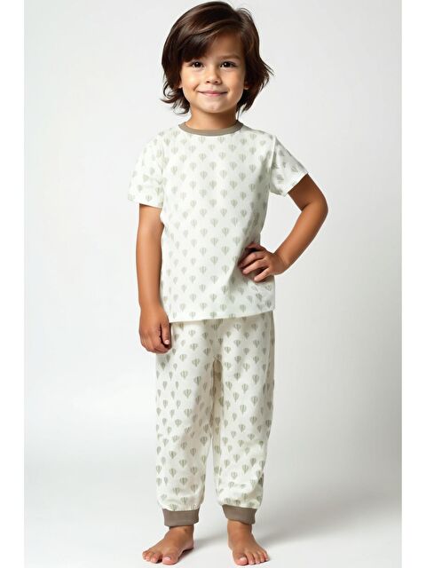 ZEYLAND Unisex Çocuk Balon Baskılı  Pijama Takımı - Bej - S000397436-19928