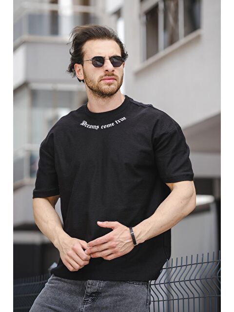 Oksit Bisiklet Yaka Kısa Kollu Oversize Erkek Tişört - S000181280-19351