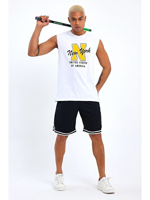 Süperlife Erkek Bisiklet Yaka Regular Fit N Baskılı Kolsuz Tişört SPR22TS117 - S000013120-20063