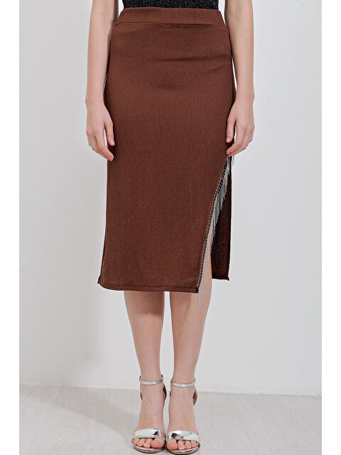 Bigdart 1890 Zincir Detaylı Etek - Kahverengi - S000090109-19413