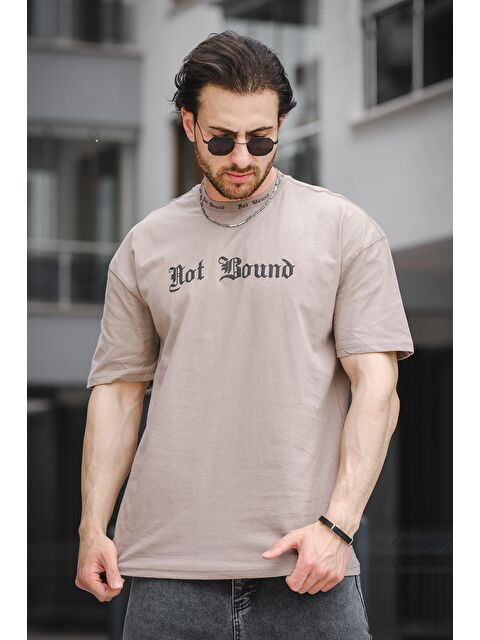 Oksit Bisiklet Yaka Kısa Kollu Oversize Erkek Tişört - S000181281-4557